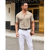 image:imageCOOFANDY Mens Knit Shirt Short Sleeve Button Down Shirts Vintage Casual Summer Beach ShirtsLight Coffee