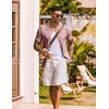 image:imageCOOFANDY Mens Knit Shirt Short Sleeve Button Down Shirts Vintage Casual Summer Beach ShirtsPink