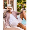 image:imageCOOFANDY Mens Knit Shirt Short Sleeve Button Down Shirts Vintage Casual Summer Beach ShirtsPink