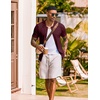 image:imageCOOFANDY Mens Knit Shirt Short Sleeve Button Down Shirts Vintage Casual Summer Beach ShirtsWine Red