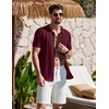 image:imageCOOFANDY Mens Knit Shirt Short Sleeve Button Down Shirts Vintage Casual Summer Beach ShirtsWine Red
