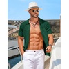image:imageCOOFANDY Mens Knit Short Sleeve Shirts Button Down Vintage Knitted Polo Shirt Casual Beach Crochet Cable Vacation ShirtGreen