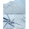 image:imageCOOFANDY Mens Knit Short Sleeve Shirts Button Down Vintage Knitted Polo Shirt Casual Beach Crochet Cable Vacation ShirtLight Blue
