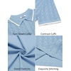 image:imageCOOFANDY Mens Knit Short Sleeve Shirts Button Down Vintage Knitted Polo Shirt Casual Beach Crochet Cable Vacation ShirtLight Bluewhite
