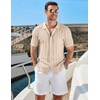 image:imageCOOFANDY Mens Knit Short Sleeve Shirts Button Down Vintage Knitted Polo Shirt Casual Beach Crochet Cable Vacation ShirtLight Coffee