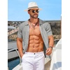 image:imageCOOFANDY Mens Knit Short Sleeve Shirts Button Down Vintage Knitted Polo Shirt Casual Beach Crochet Cable Vacation ShirtLight Gray