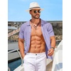 image:imageCOOFANDY Mens Knit Short Sleeve Shirts Button Down Vintage Knitted Polo Shirt Casual Beach Crochet Cable Vacation ShirtLilac Purple