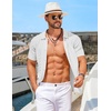 image:imageCOOFANDY Mens Knit Short Sleeve Shirts Button Down Vintage Knitted Polo Shirt Casual Beach Crochet Cable Vacation ShirtWhite