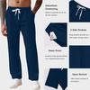 image:imageCOOFANDY Mens Knit Sweatpants Lightweight Open Bottom Casual Pants Drawstring Jogger Yoga Pants with PocketsDark Blue