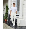 image:imageCOOFANDY Mens Knit Sweatpants Lightweight Open Bottom Casual Pants Drawstring Jogger Yoga Pants with PocketsWhite