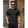image:imageCOOFANDY Mens Knit TShirts Short Sleeve Crewneck Shirt Casual Textured Pullover TeesAblack