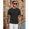 image:imageCOOFANDY Mens Knit TShirts Short Sleeve Crewneck Shirt Casual Textured Pullover TeesAblack
