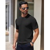 image:imageCOOFANDY Mens Knit TShirts Short Sleeve Crewneck Shirt Casual Textured Pullover TeesAblack