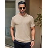image:imageCOOFANDY Mens Knit TShirts Short Sleeve Crewneck Shirt Casual Textured Pullover TeesApricot