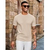 image:imageCOOFANDY Mens Knit TShirts Short Sleeve Crewneck Shirt Casual Textured Pullover TeesApricot