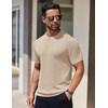 image:imageCOOFANDY Mens Knit TShirts Short Sleeve Crewneck Shirt Casual Textured Pullover TeesApricot
