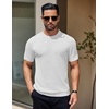 image:imageCOOFANDY Mens Knit TShirts Short Sleeve Crewneck Shirt Casual Textured Pullover TeesAwhite