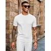 image:imageCOOFANDY Mens Knit TShirts Short Sleeve Crewneck Shirt Casual Textured Pullover TeesAwhite