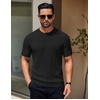 image:imageCOOFANDY Mens Knit TShirts Short Sleeve Crewneck Shirt Casual Textured Pullover TeesBlackribbed