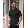 image:imageCOOFANDY Mens Knit TShirts Short Sleeve Crewneck Shirt Casual Textured Pullover TeesBlackribbed