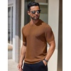 image:imageCOOFANDY Mens Knit TShirts Short Sleeve Crewneck Shirt Casual Textured Pullover TeesBrown
