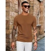 image:imageCOOFANDY Mens Knit TShirts Short Sleeve Crewneck Shirt Casual Textured Pullover TeesBrown