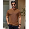 image:imageCOOFANDY Mens Knit TShirts Short Sleeve Crewneck Shirt Casual Textured Pullover TeesBrown