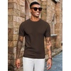 image:imageCOOFANDY Mens Knit TShirts Short Sleeve Crewneck Shirt Casual Textured Pullover TeesCoffee