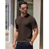 image:imageCOOFANDY Mens Knit TShirts Short Sleeve Crewneck Shirt Casual Textured Pullover TeesCoffee