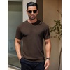 image:imageCOOFANDY Mens Knit TShirts Short Sleeve Crewneck Shirt Casual Textured Pullover TeesCoffee