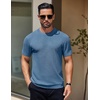 image:imageCOOFANDY Mens Knit TShirts Short Sleeve Crewneck Shirt Casual Textured Pullover TeesGray Blue