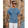 image:imageCOOFANDY Mens Knit TShirts Short Sleeve Crewneck Shirt Casual Textured Pullover TeesGray Blue