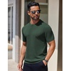 image:imageCOOFANDY Mens Knit TShirts Short Sleeve Crewneck Shirt Casual Textured Pullover TeesGreen
