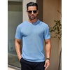 image:imageCOOFANDY Mens Knit TShirts Short Sleeve Crewneck Shirt Casual Textured Pullover TeesLight Blue