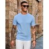 image:imageCOOFANDY Mens Knit TShirts Short Sleeve Crewneck Shirt Casual Textured Pullover TeesLight Blue