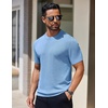 image:imageCOOFANDY Mens Knit TShirts Short Sleeve Crewneck Shirt Casual Textured Pullover TeesLight Blue
