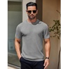 image:imageCOOFANDY Mens Knit TShirts Short Sleeve Crewneck Shirt Casual Textured Pullover TeesLight Grey
