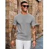 image:imageCOOFANDY Mens Knit TShirts Short Sleeve Crewneck Shirt Casual Textured Pullover TeesLight Grey