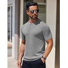 image:imageCOOFANDY Mens Knit TShirts Short Sleeve Crewneck Shirt Casual Textured Pullover TeesLight Grey