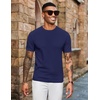 image:imageCOOFANDY Mens Knit TShirts Short Sleeve Crewneck Shirt Casual Textured Pullover TeesNavy Blue