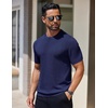 image:imageCOOFANDY Mens Knit TShirts Short Sleeve Crewneck Shirt Casual Textured Pullover TeesNavy Blue