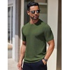 image:imageCOOFANDY Mens Knit TShirts Short Sleeve Crewneck Shirt Casual Textured Pullover TeesOlive Green