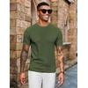 image:imageCOOFANDY Mens Knit TShirts Short Sleeve Crewneck Shirt Casual Textured Pullover TeesOlive Green