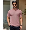 image:imageCOOFANDY Mens Knit TShirts Short Sleeve Crewneck Shirt Casual Textured Pullover TeesPink