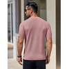 image:imageCOOFANDY Mens Knit TShirts Short Sleeve Crewneck Shirt Casual Textured Pullover TeesPink