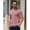 image:imageCOOFANDY Mens Knit TShirts Short Sleeve Crewneck Shirt Casual Textured Pullover TeesPink