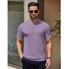 image:imageCOOFANDY Mens Knit TShirts Short Sleeve Crewneck Shirt Casual Textured Pullover TeesPurple