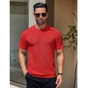image:imageCOOFANDY Mens Knit TShirts Short Sleeve Crewneck Shirt Casual Textured Pullover TeesRed