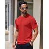 image:imageCOOFANDY Mens Knit TShirts Short Sleeve Crewneck Shirt Casual Textured Pullover TeesRed