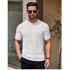 image:imageCOOFANDY Mens Knit TShirts Short Sleeve Crewneck Shirt Casual Textured Pullover TeesWhiteribbed